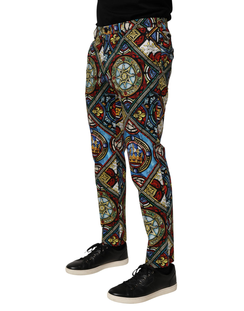 Dolce & Gabbana Stained Glass Print Cotton Chinos in Multicolor