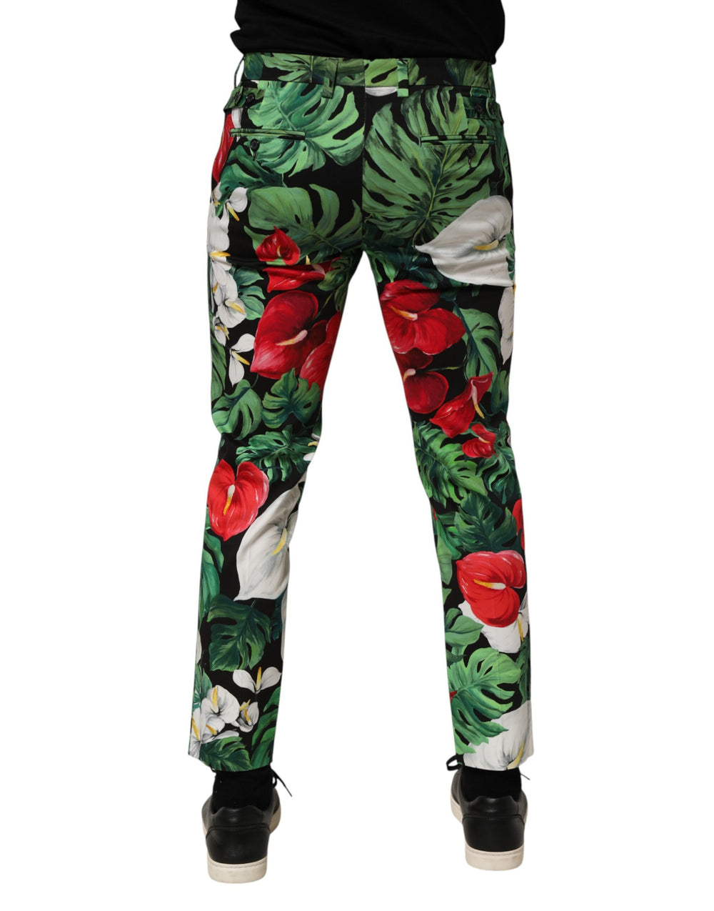 Dolce & Gabbana Floral Print Cotton Tapered Trousers in Multicolor