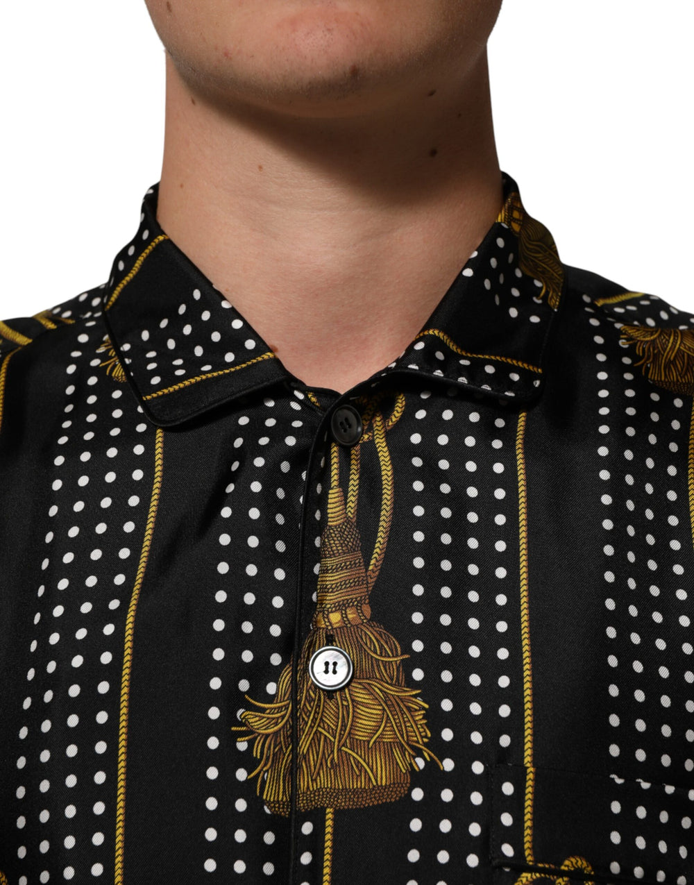 Dolce & Gabbana 100% Silk Button-Down Shirt in Black