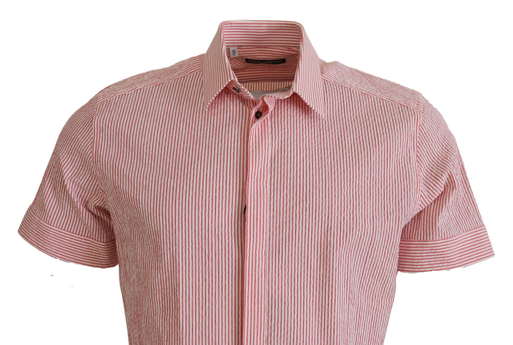 Dolce & Gabbana Striped Cotton Shirt in White and Red