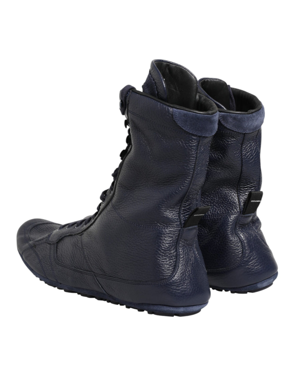 Dolce & Gabbana Deer Leather Mid-Calf Boots in Dark Blue
