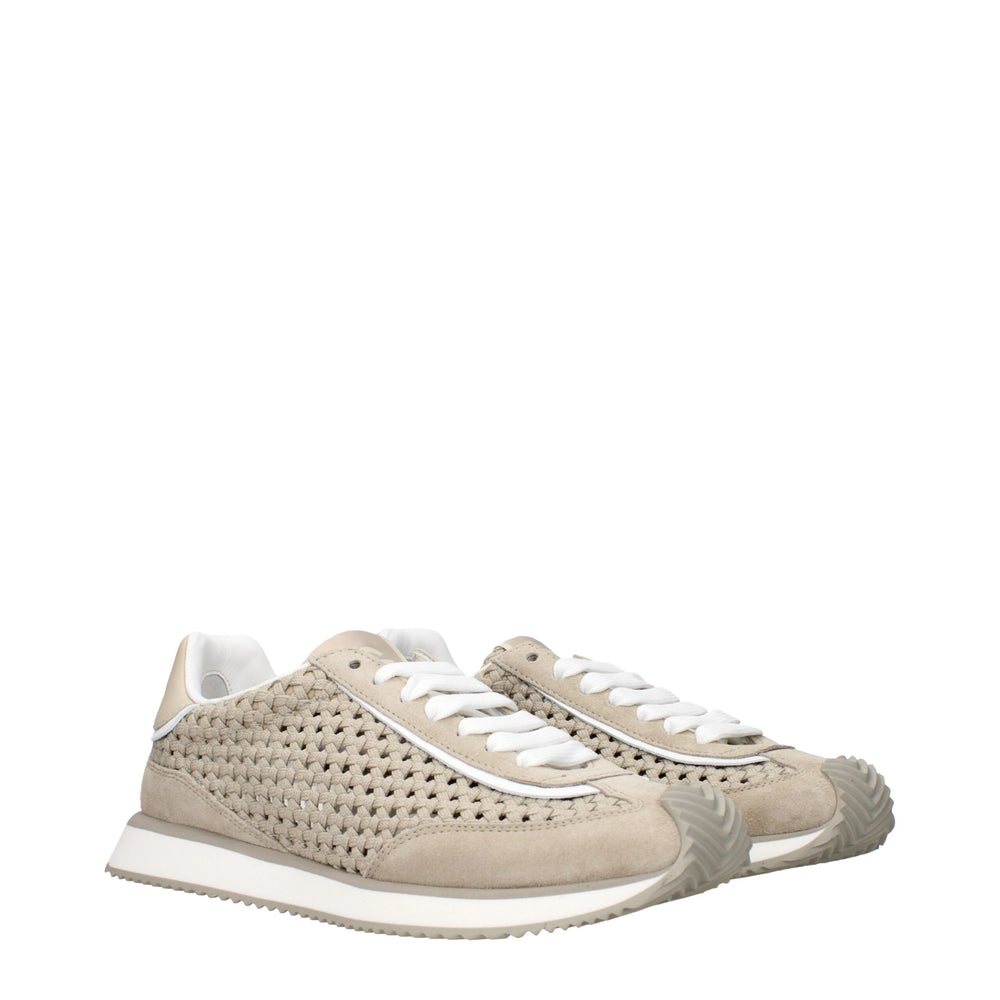 Dolce & Gabbana Fabric Low Top Sneakers in Beige