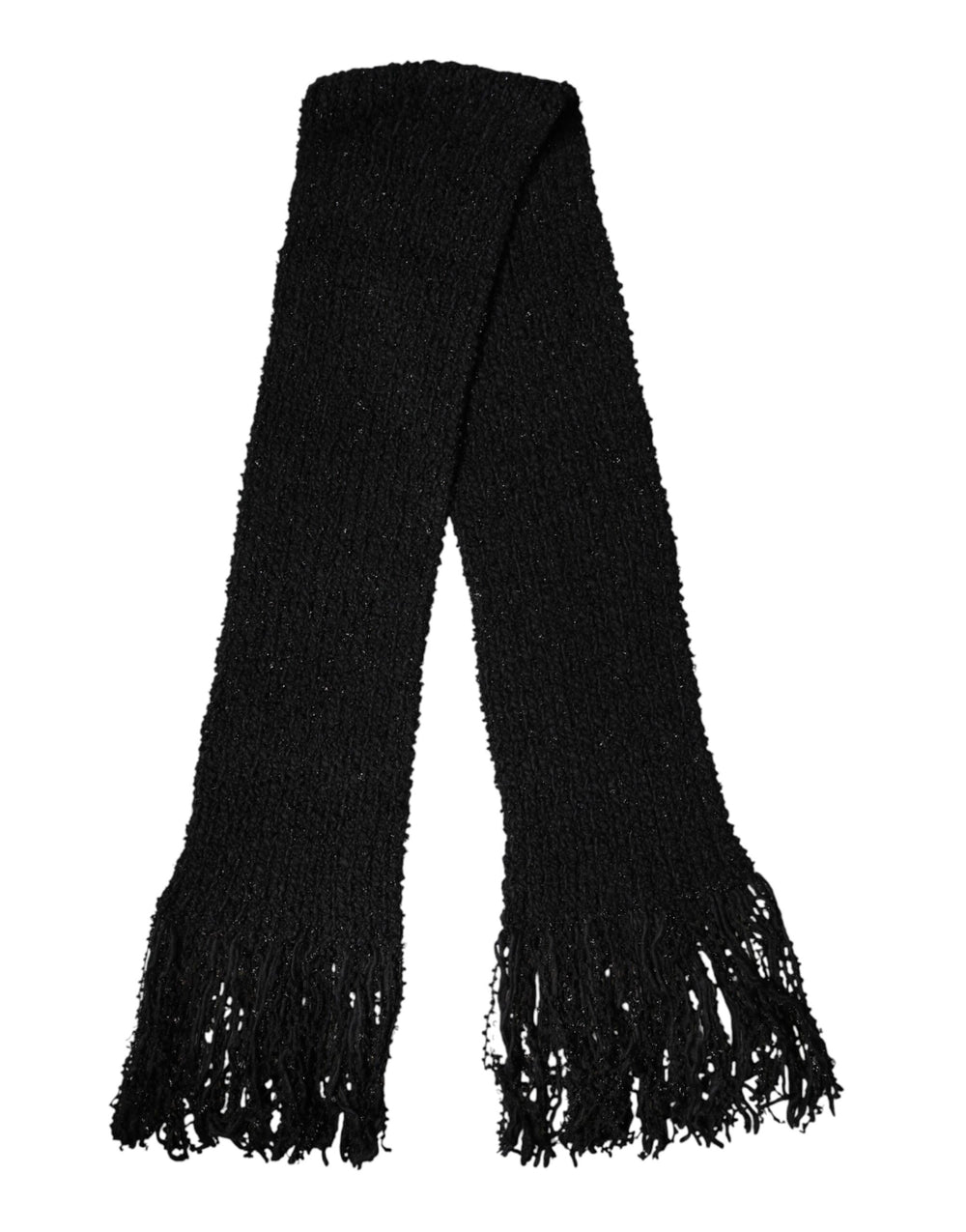 Dolce & Gabbana Wool Blend Fringed Scarf in Black