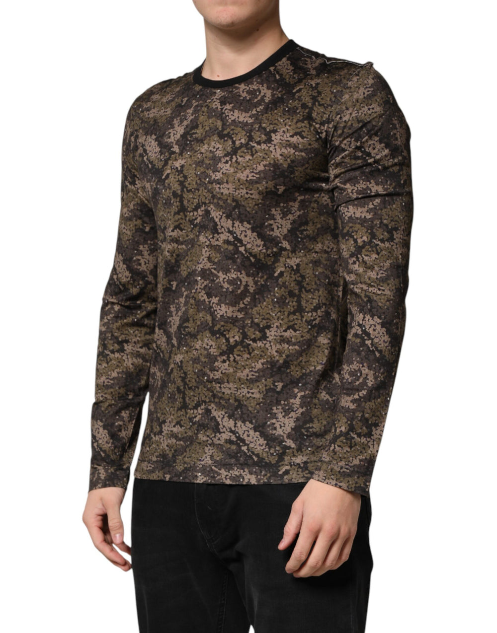 Dolce & Gabbana 100% Cotton Long-Sleeve T-Shirt in Multicolor Camouflage