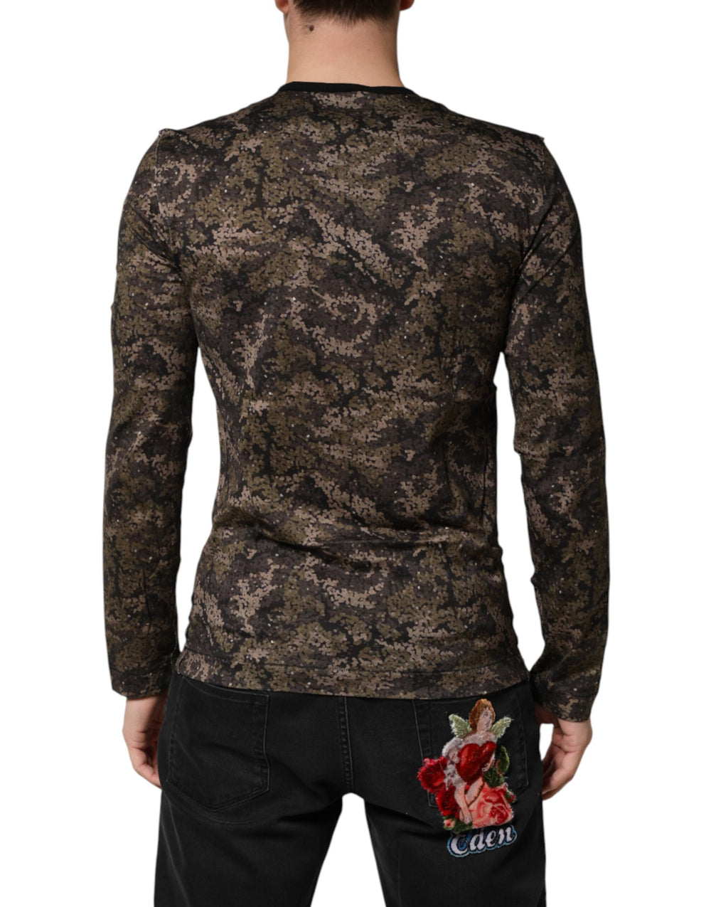 Dolce & Gabbana 100% Cotton Long-Sleeve T-Shirt in Multicolor Camouflage