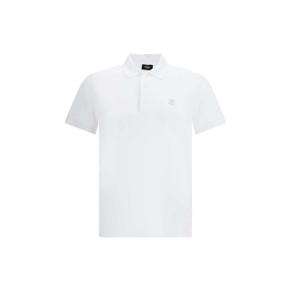 Fendi White Cotton Polo Shirt Logo Detail mens luxury fashion - Mens Edit