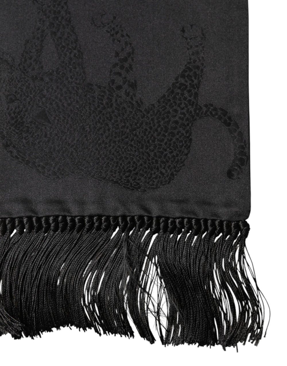 Dolce & Gabbana Silk Fringed Neck Scarf in Black