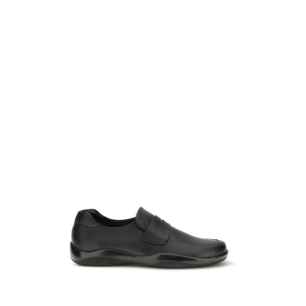 Prada Black Calf Leather Slip-On Loafers mens luxury fashion - Mens Edit