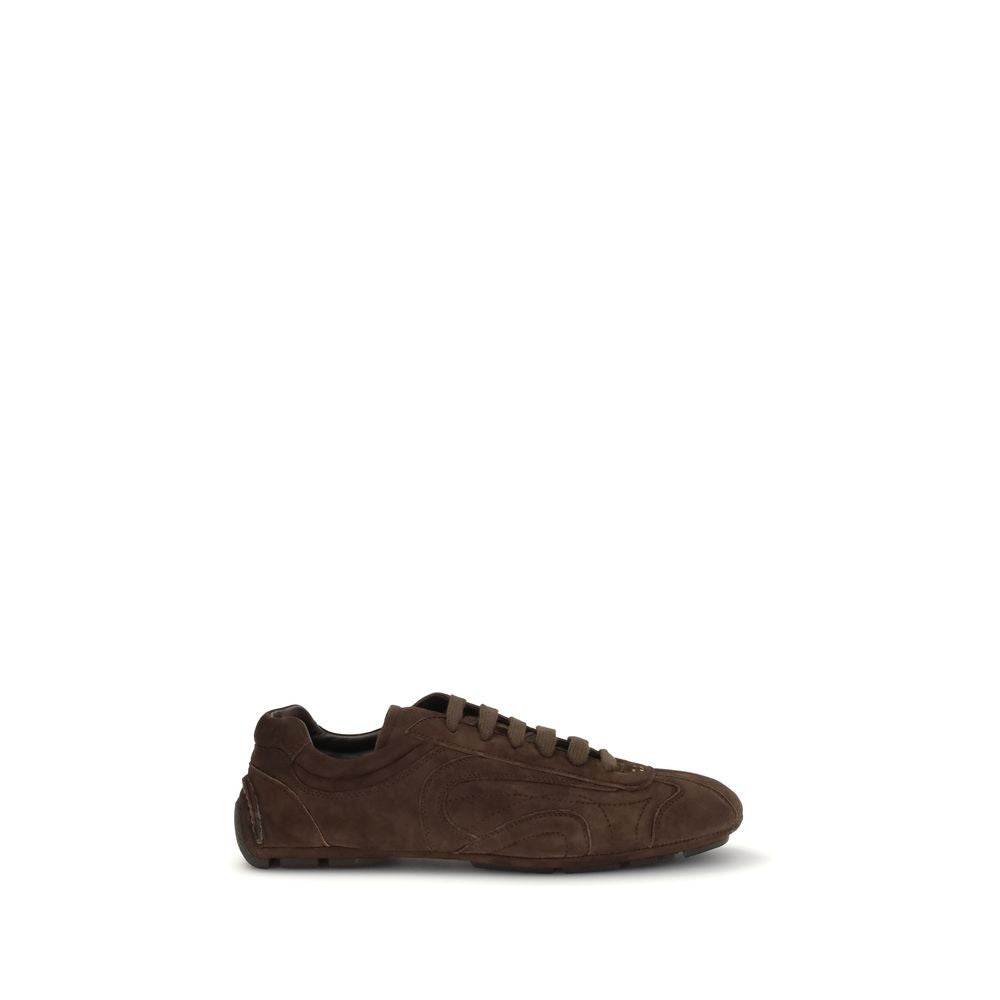 Prada Brown Calf Leather Handcrafted Sneakers mens luxury fashion - Mens Edit
