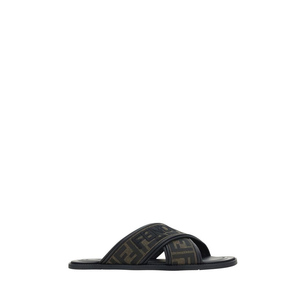 Fendi Black Calf Leather Sandals mens luxury fashion - Mens Edit