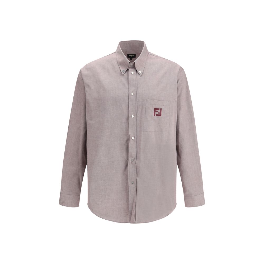 Fendi Cotton Oxford Shirt in Bordeaux mens luxury fashion - Mens Edit