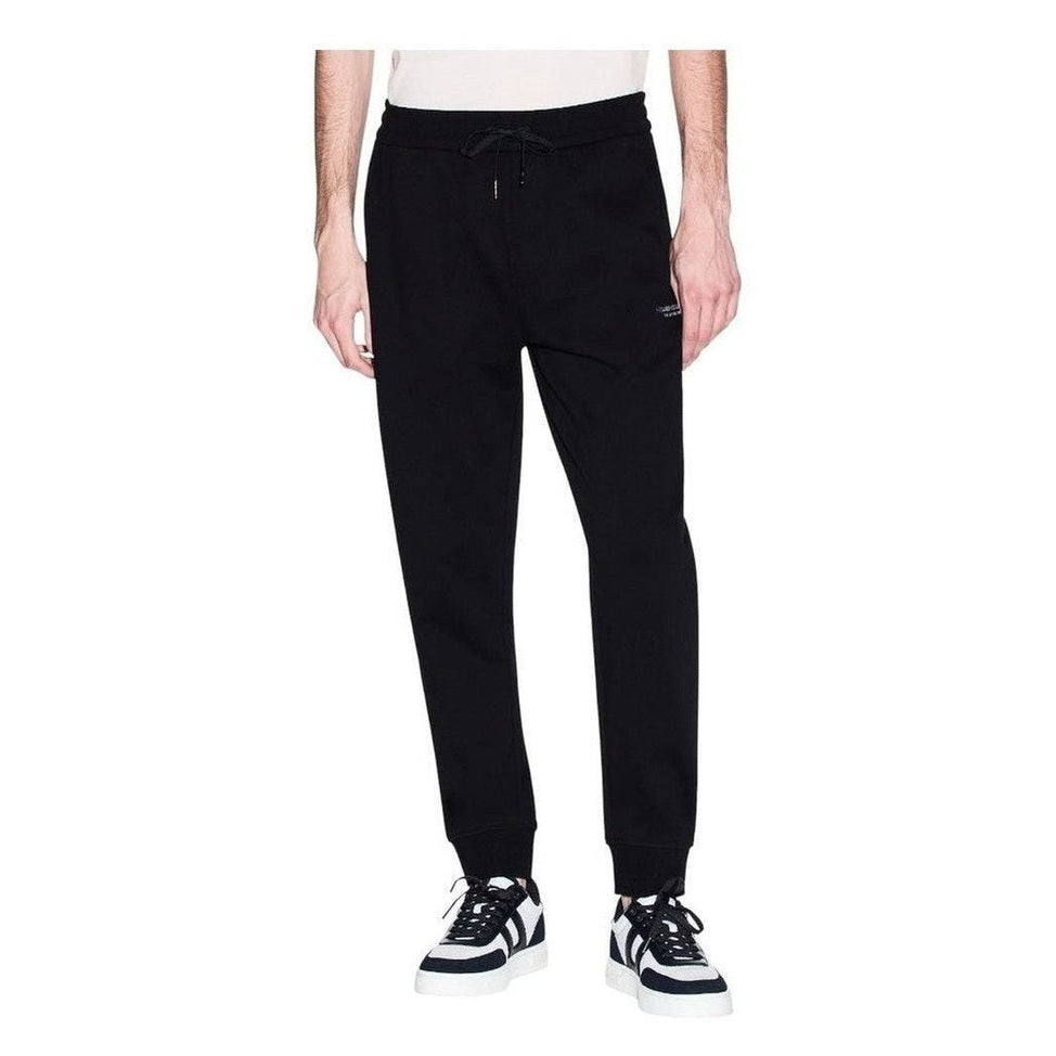 Armani Exchange Black Cotton Joggers (Workout Pants) mens luxury fashion - Mens Edit