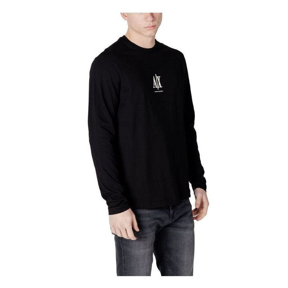 Armani Exchange Black Cotton Long Sleeve T-Shirt mens luxury fashion - Mens Edit