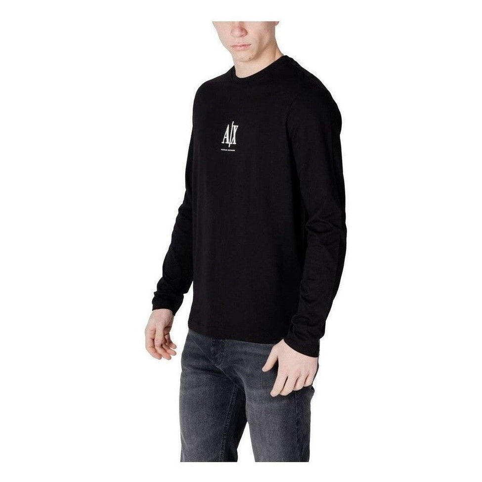 Armani Exchange Black Cotton Long Sleeve T-Shirt mens luxury fashion - Mens Edit