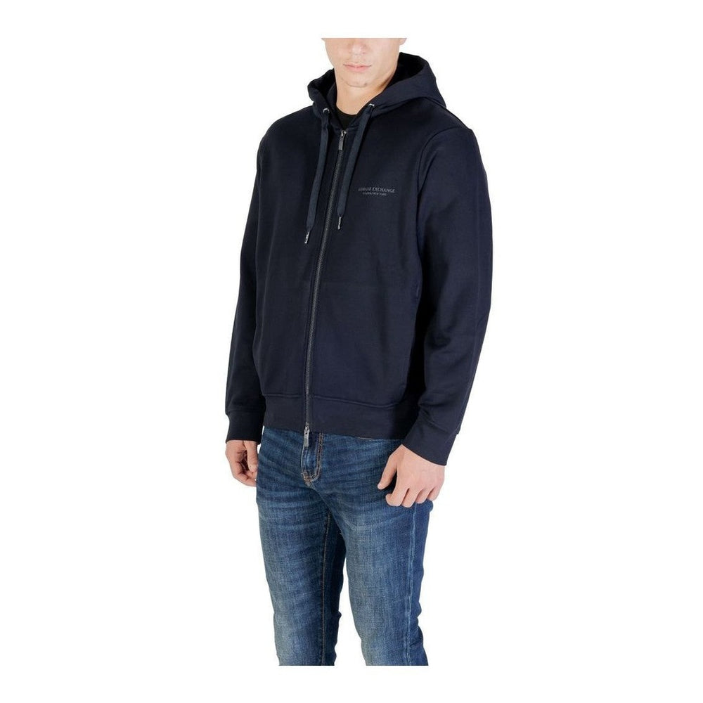 Armani Exchange Blue Cotton Hoodie mens luxury fashion - Mens Edit