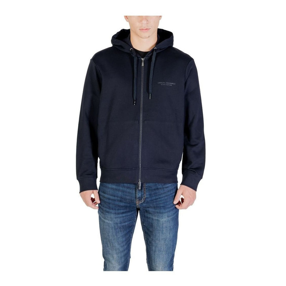 Armani Exchange Blue Cotton Hoodie mens luxury fashion - Mens Edit