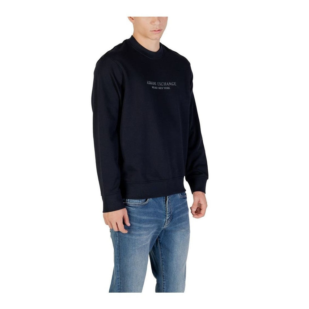 Armani Exchange Blue Cotton Sweatshirt mens luxury fashion - Mens Edit