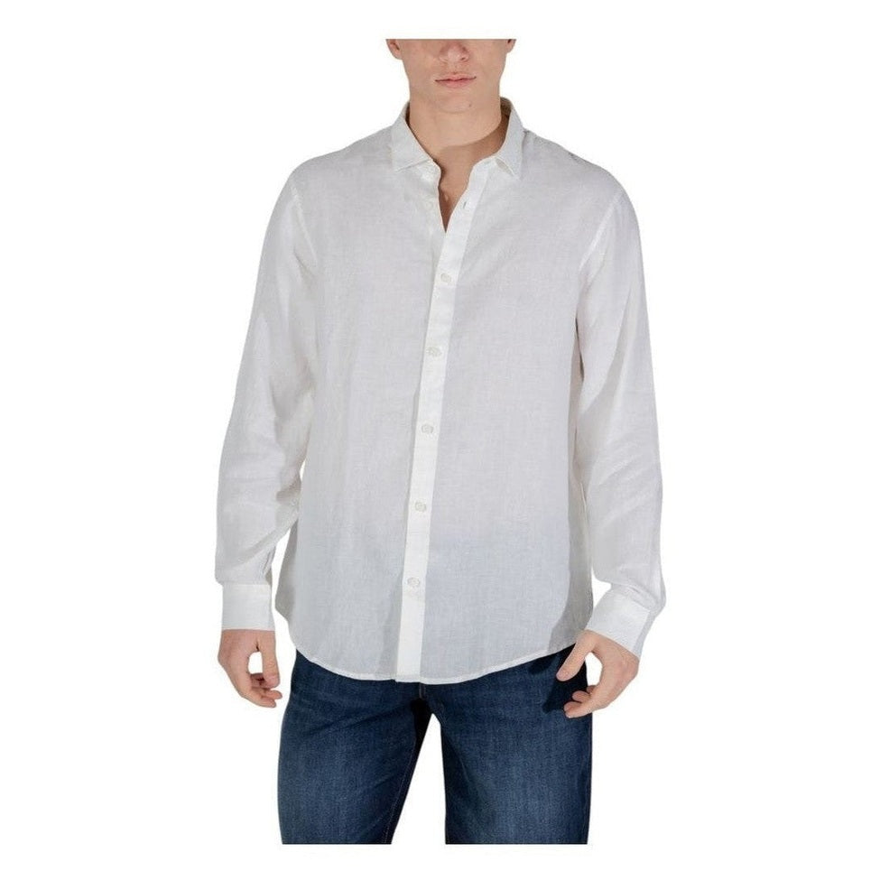 Armani Exchange White Linen Dress Shirt mens luxury fashion - Mens Edit