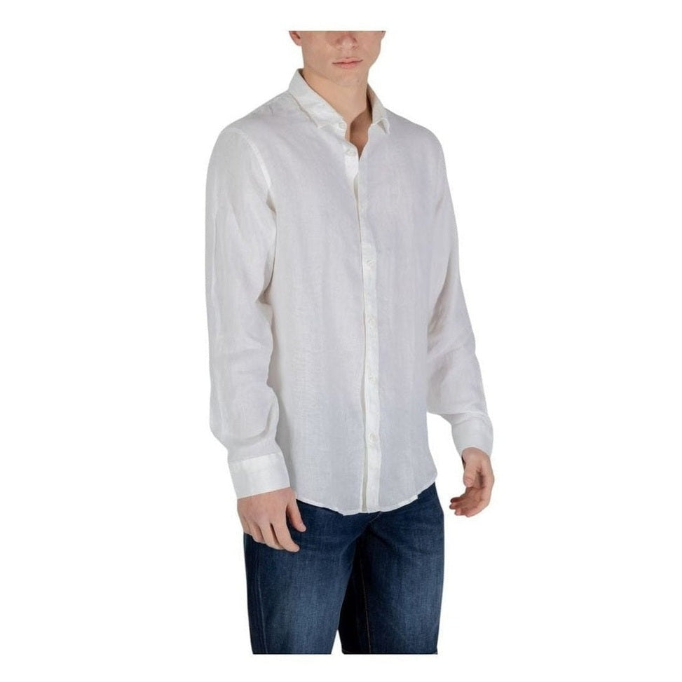Armani Exchange White Linen Dress Shirt mens luxury fashion - Mens Edit
