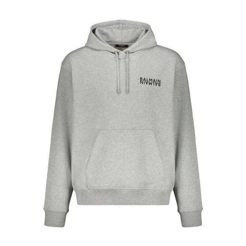Balmain Gray Cotton Hoodie mens luxury fashion - Mens Edit