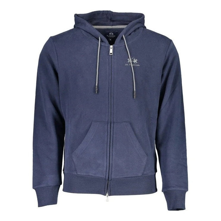 La Martina Blue Cotton Men's Hooded Sweater mens luxury fashion - MENS EDIT