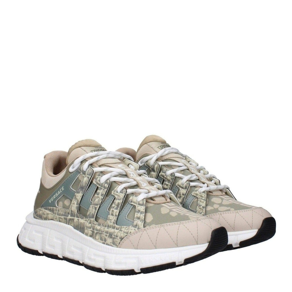 Versace Green Fabric Low Top Sneakers mens luxury fashion - MENS EDIT