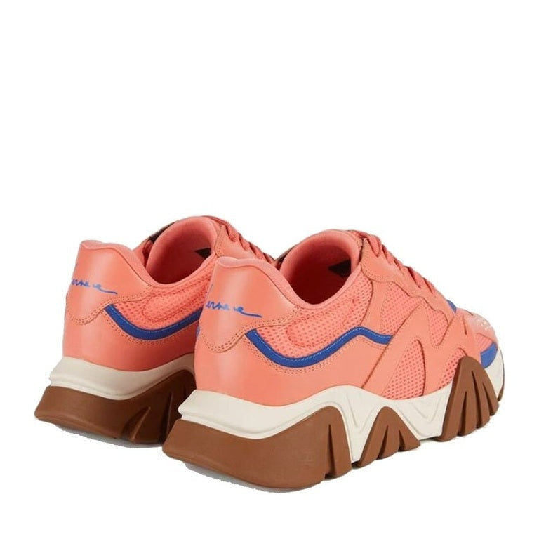 Versace Orange Leather Chunky Sneakers mens luxury fashion - MENS EDIT