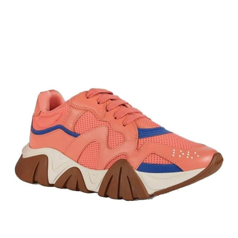 Versace Orange Leather Chunky Sneakers mens luxury fashion - MENS EDIT