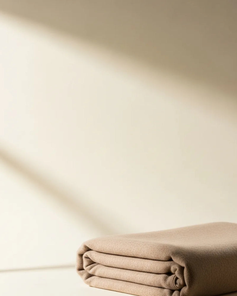 Editorial cover — Five Essentials — cream tonal wardrobe atmosphere