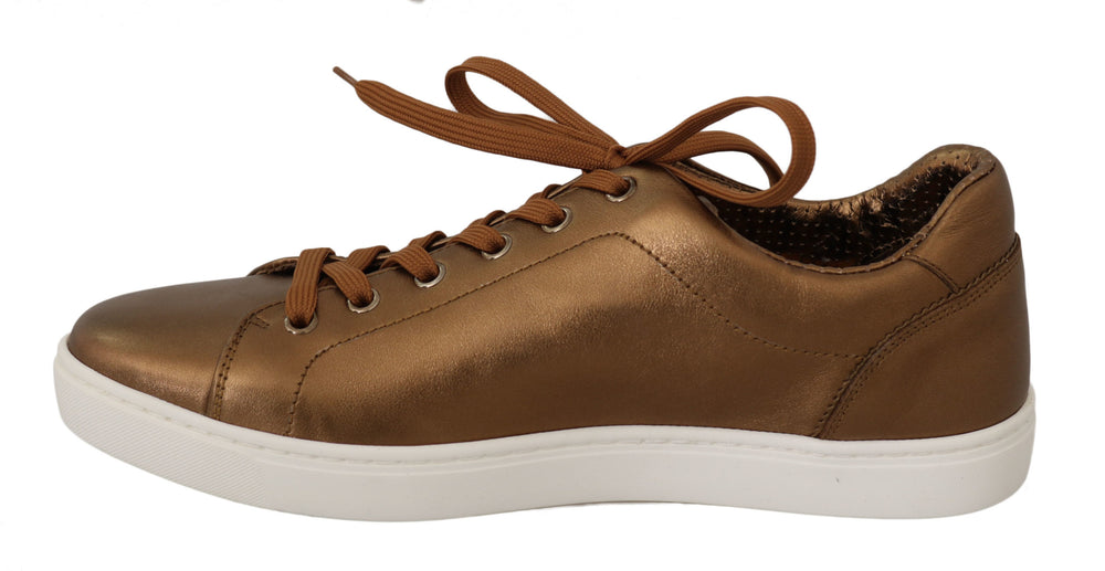Dolce & Gabbana Leather Sneakers in Gold