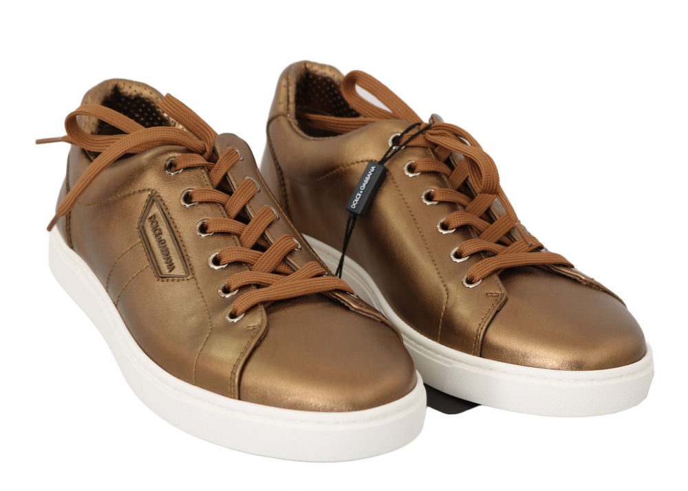 Dolce & Gabbana Leather Sneakers in Gold