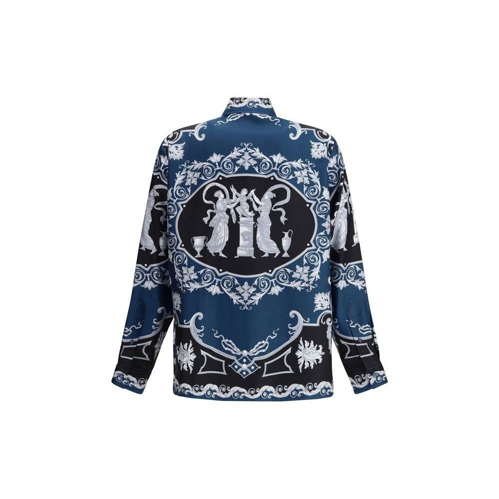 Versace Silk Twill Printed Shirt in Blue