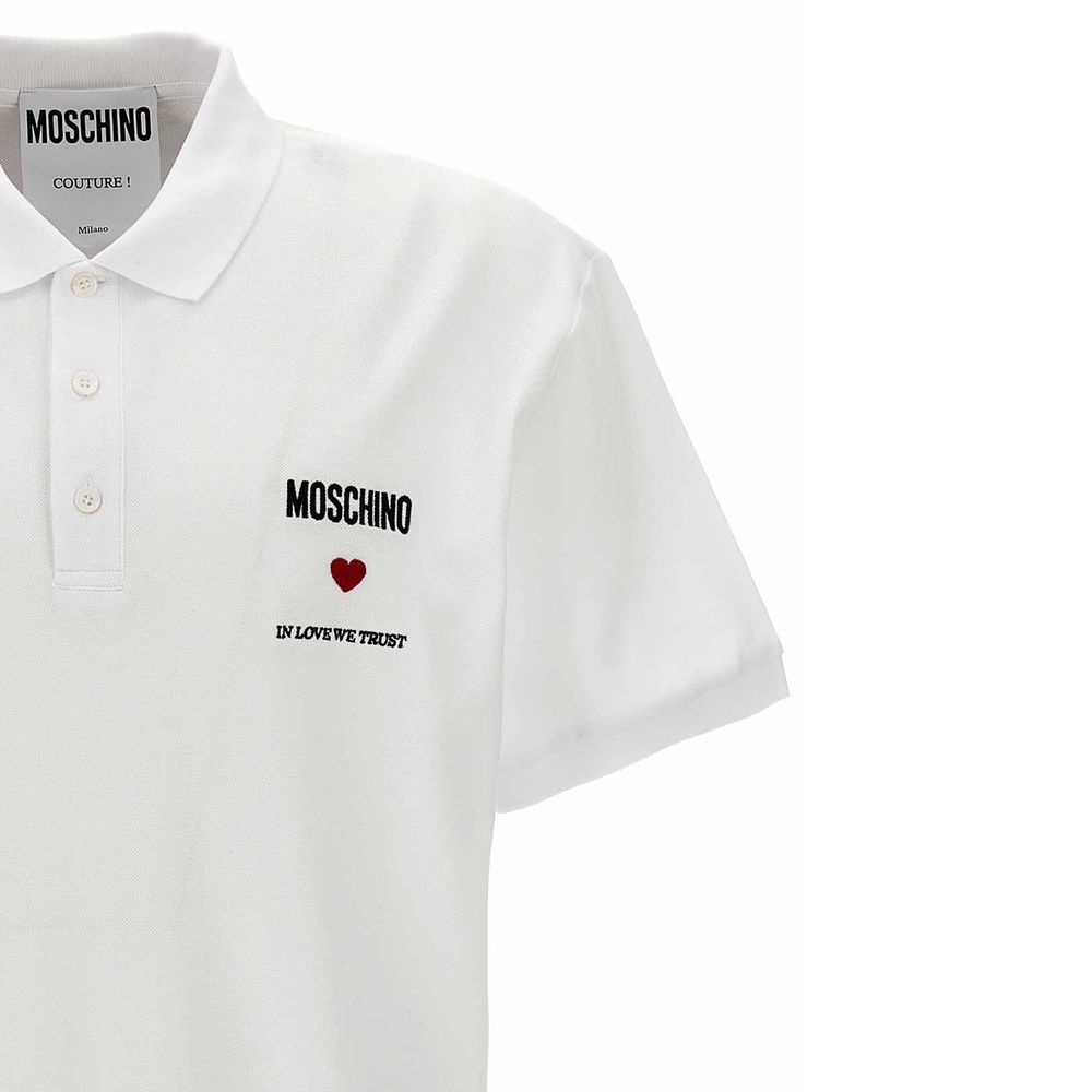 Moschino Couture Cotton Polo Shirt in White