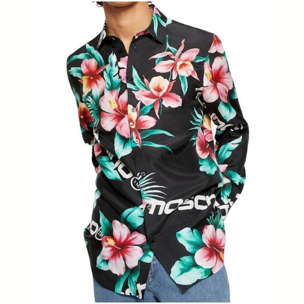 Moschino Couture Black Silk Pattern Shirt