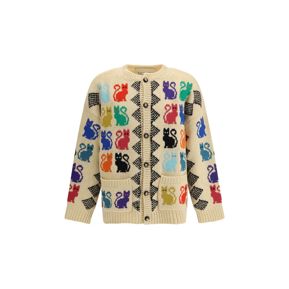 Valentino Multicolor Fleece Wool Cardigan Jacquard mens luxury fashion - Mens Edit