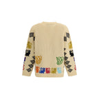 Valentino Multicolor Fleece Wool Jacquard Cardigan