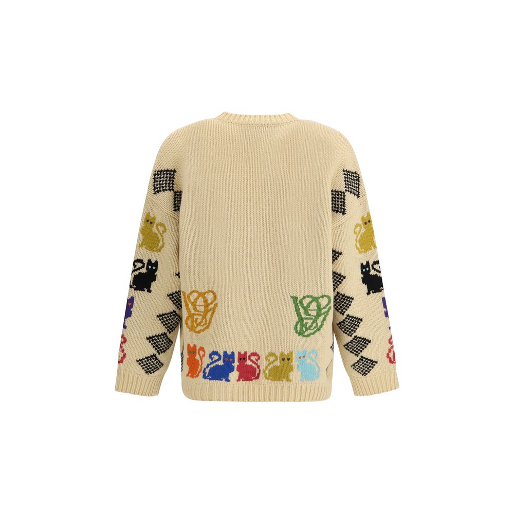 Valentino Multicolor Fleece Wool Jacquard Cardigan