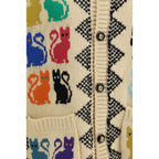Valentino Multicolor Fleece Wool Jacquard Cardigan