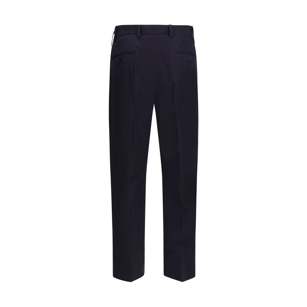 Prada Cotton Poplin Pleated Trousers in Blue