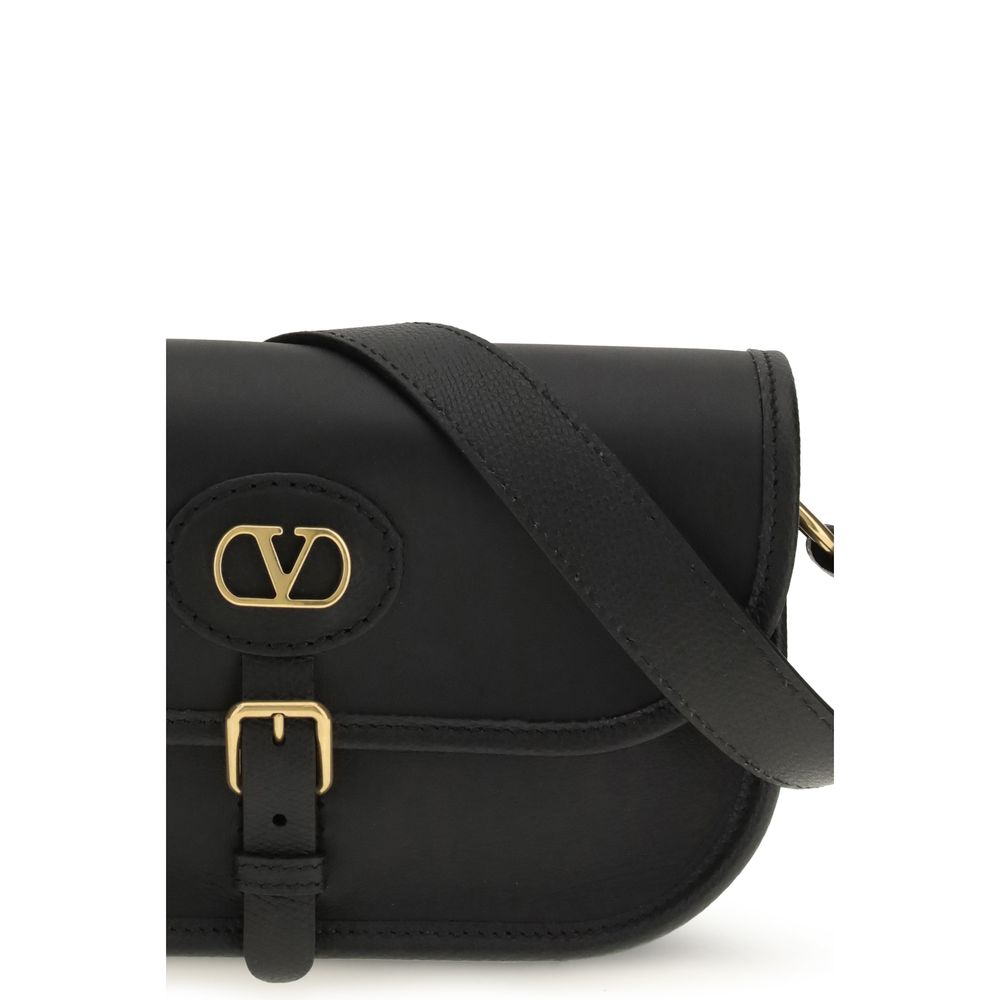 Valentino Garavani Calf Leather Shoulder Bag in Black