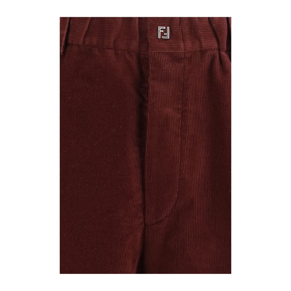 Fendi Cotton Velvet Trousers in Bordeaux