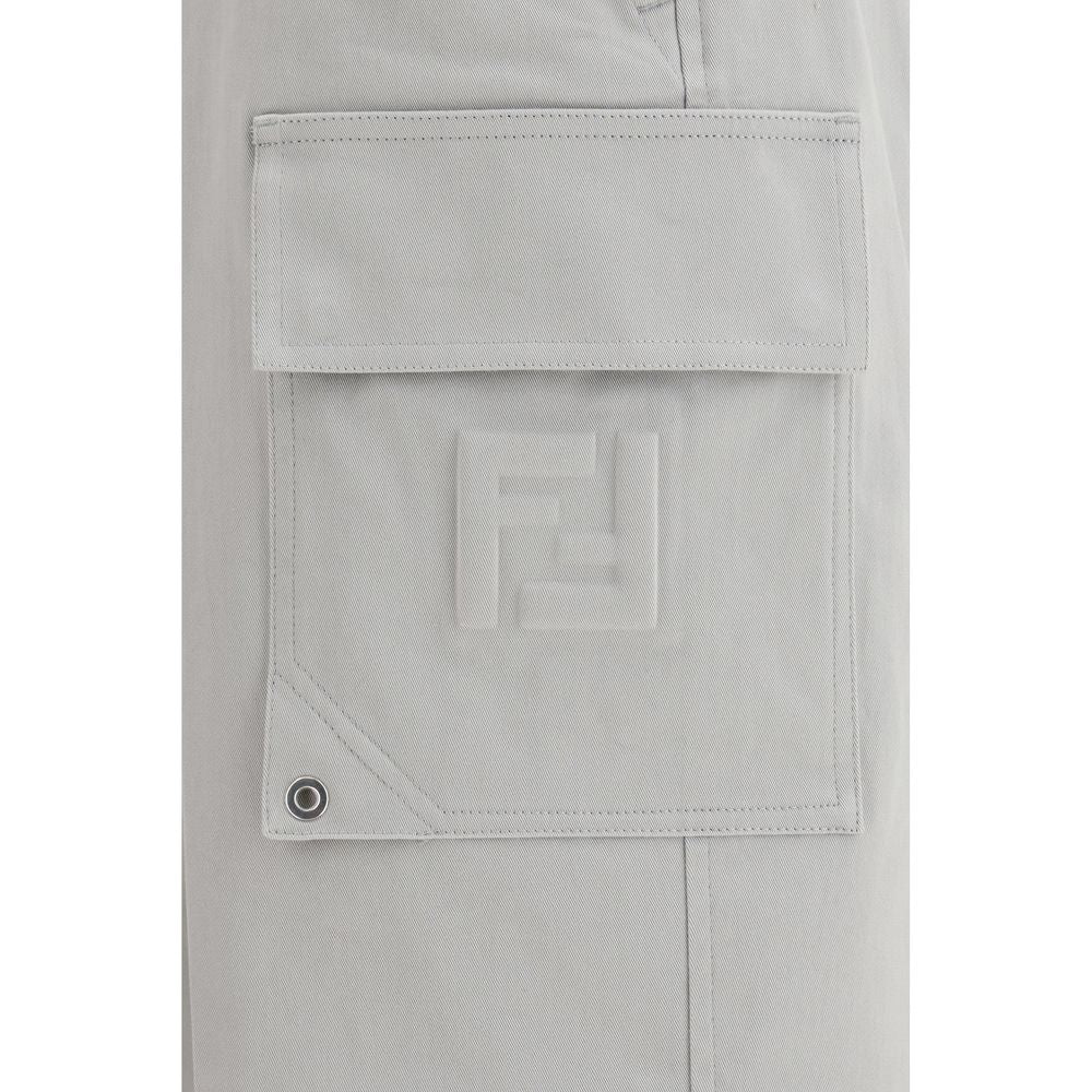 Fendi Cargo Παντελόνι από Stretch Gabardine σε Ασημί