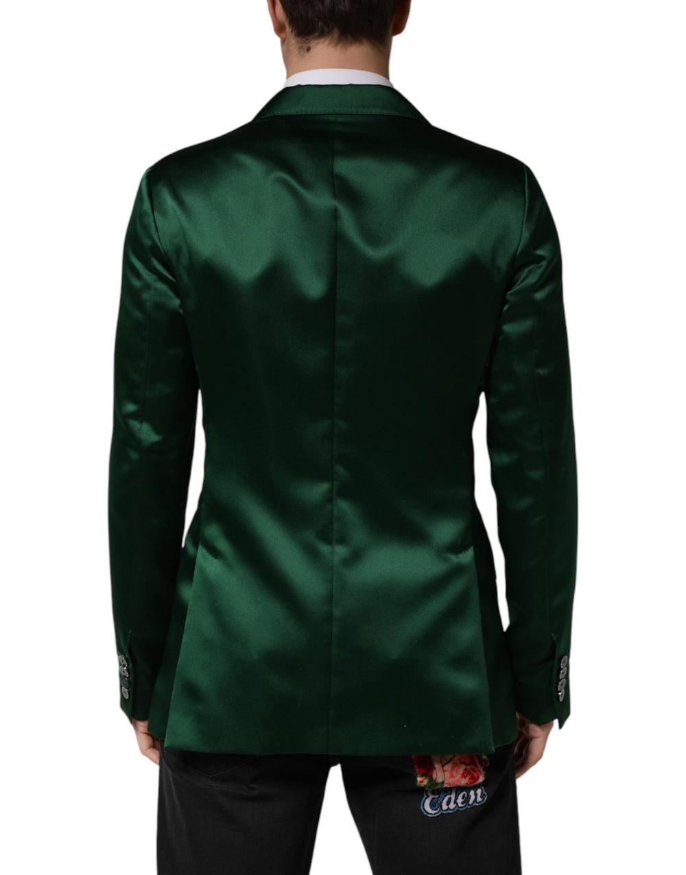 Dolce & Gabbana Satin Double-Breasted Blazer in Green