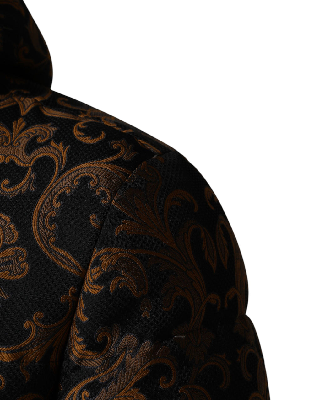 Dolce & Gabbana Floral Jacquard Quilted Hooded Jacket in Black