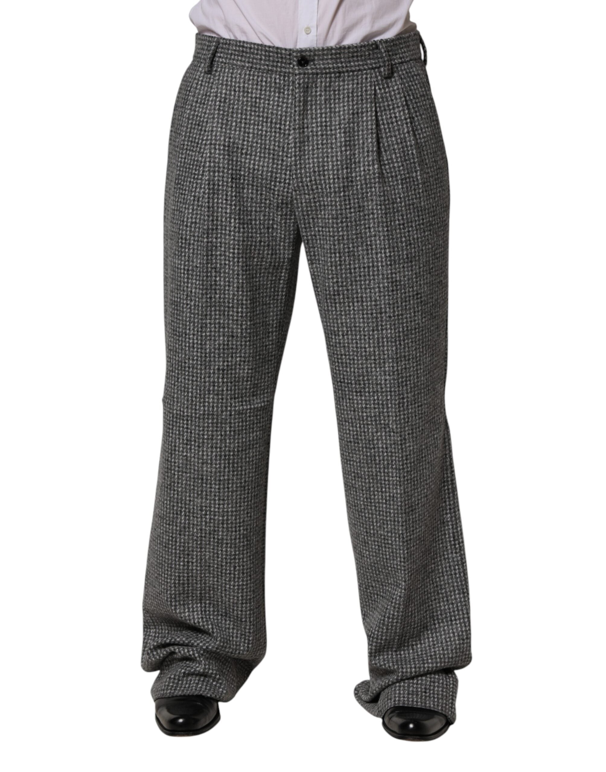 Gray Houndstooth Straight Dress Trouser Pants mens luxury fashion - Mens Edit