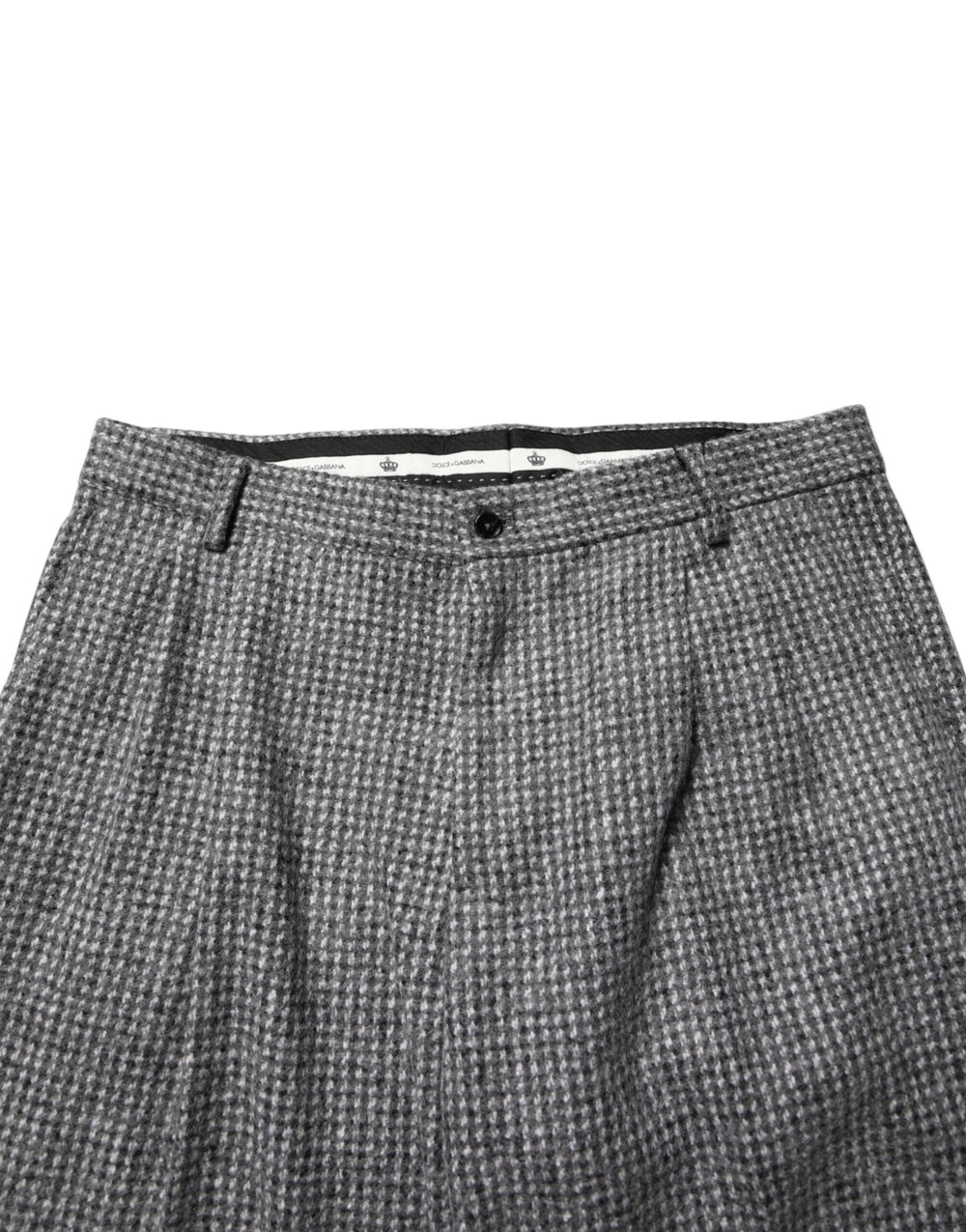 Dolce & Gabbana Wool-Alpaca Straight Dress Trousers in Grey Houndstooth
