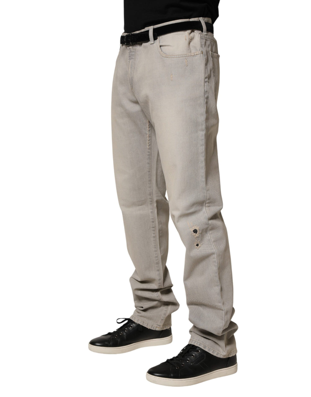 Dolce & Gabbana Straight-Leg Cotton Denim Jeans in Light Grey