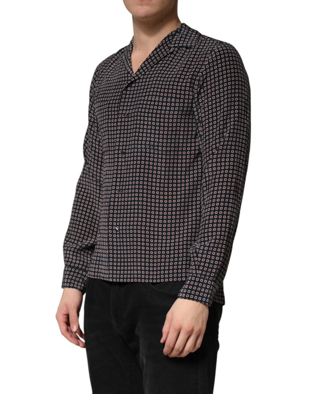 Dolce & Gabbana 100% Silk Button-Down Shirt in Black