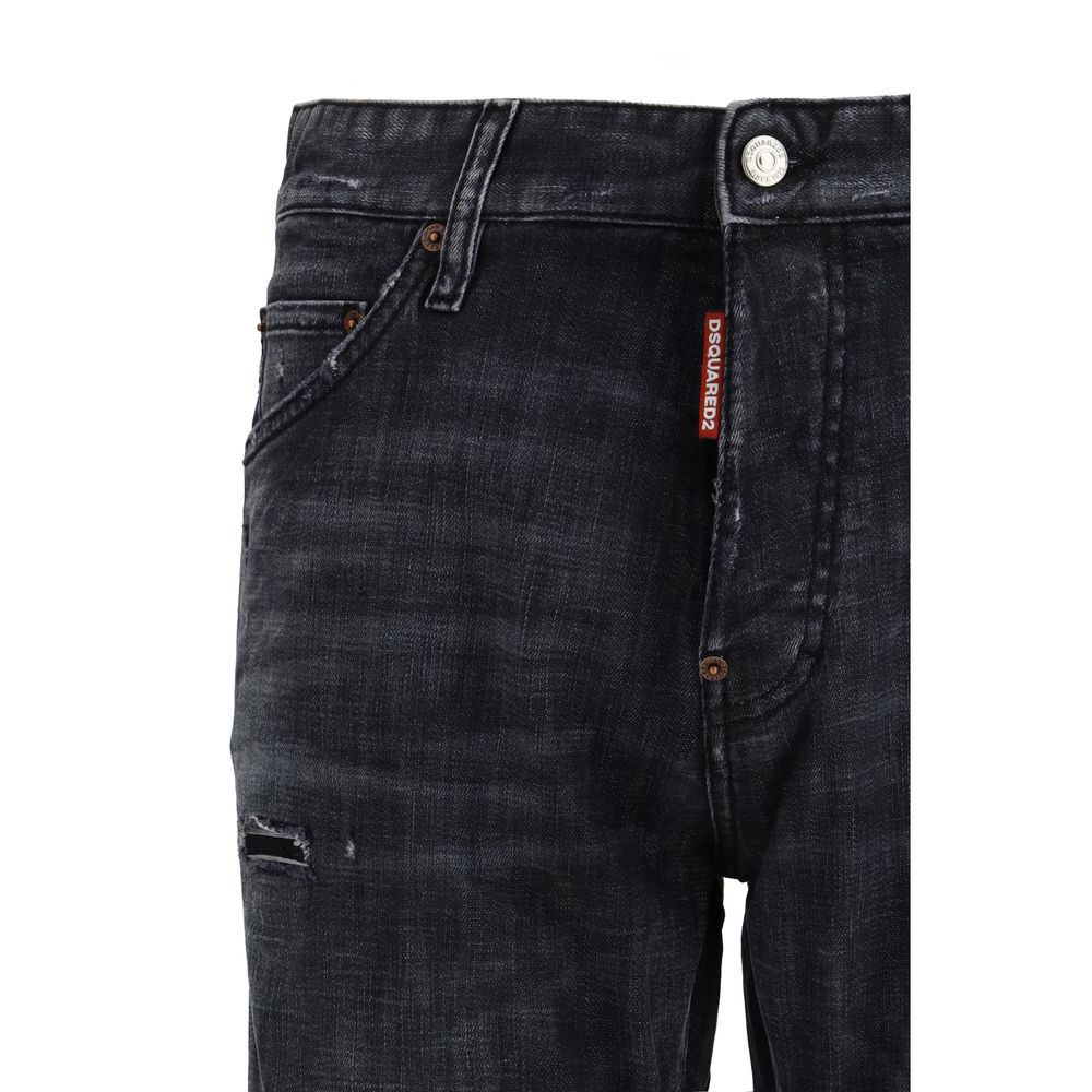 Dsquared² Black Distressed Slim-Fit Denim Jeans