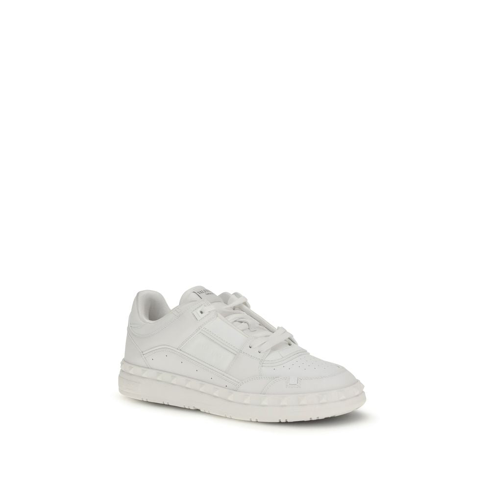 Valentino Garavani Calf Leather Bos Taurus Low-Top Sneakers in White